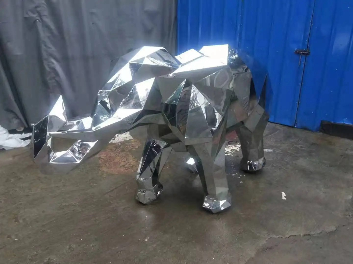 garden sculpture art stainless steel Mosaic elephant