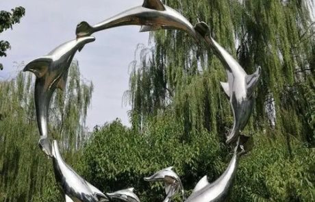 stainless steel dolphins circle outdoor sculpture sale