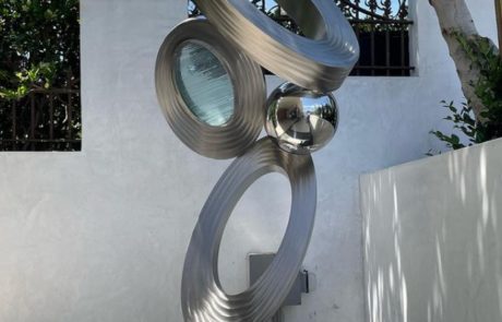 yard metal circles sculpture