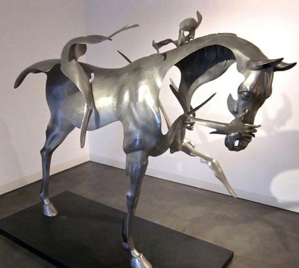 abstract horse riding sculpture