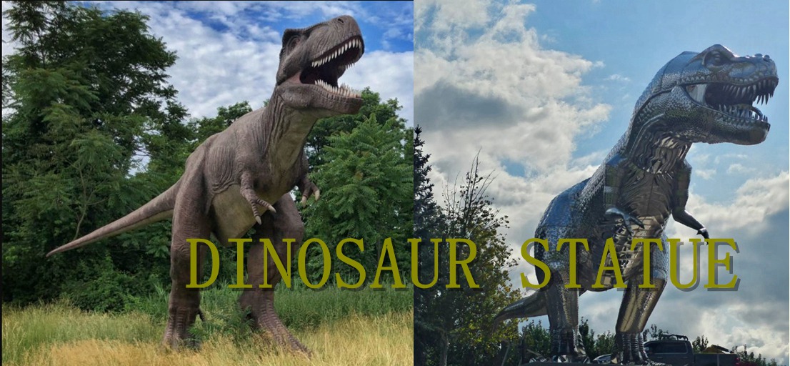 stainless steel dinosaur statue