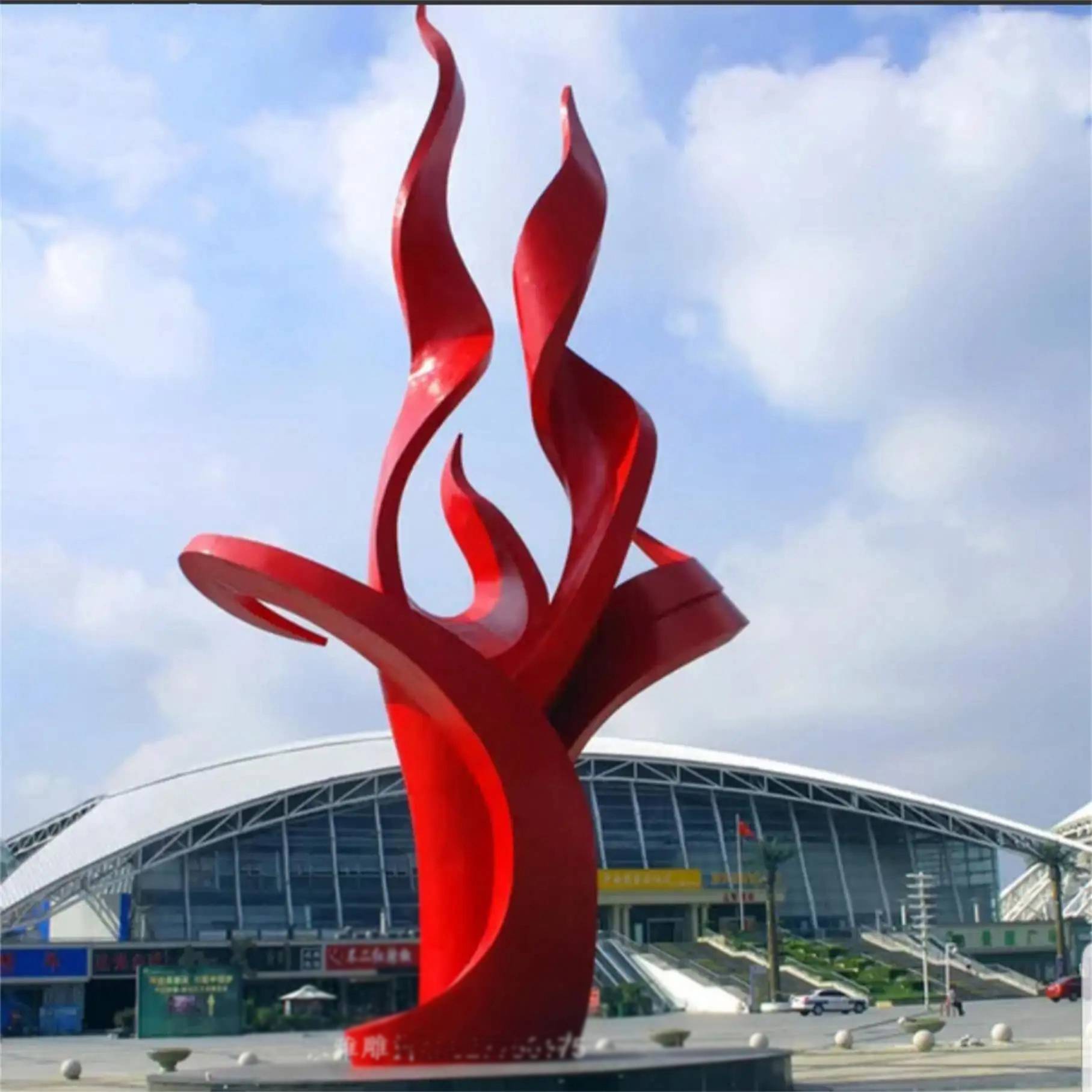 frame outdoor red metal statue