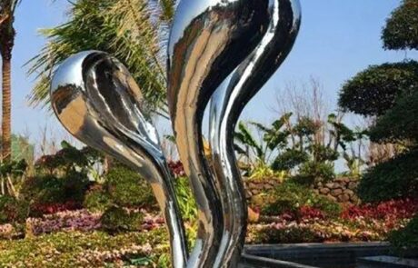 stainless steel garden water drop polish sculpture
