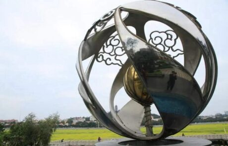stainless steel sculpture hollow ball for lawn