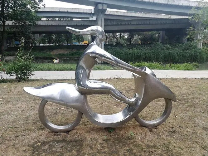 metal biker sculptures