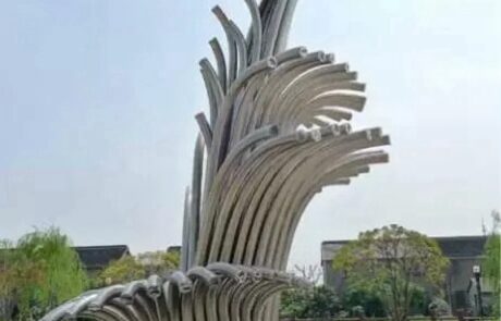 pipes sea wave stainless steel sculpture