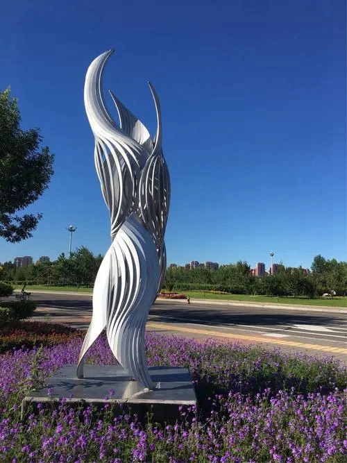 stainless steel abstract white bird garden sculpture