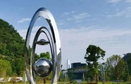 modern fountain sculpture water drop stainless steel