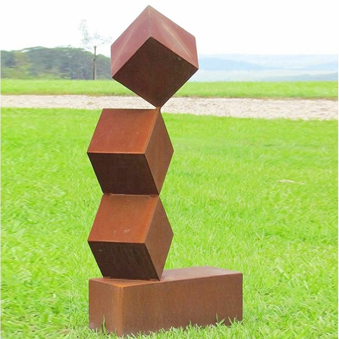cube corten steel sculpture for sale