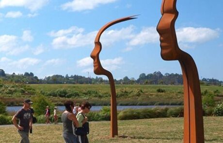 large face corten steel outdoor sculptures