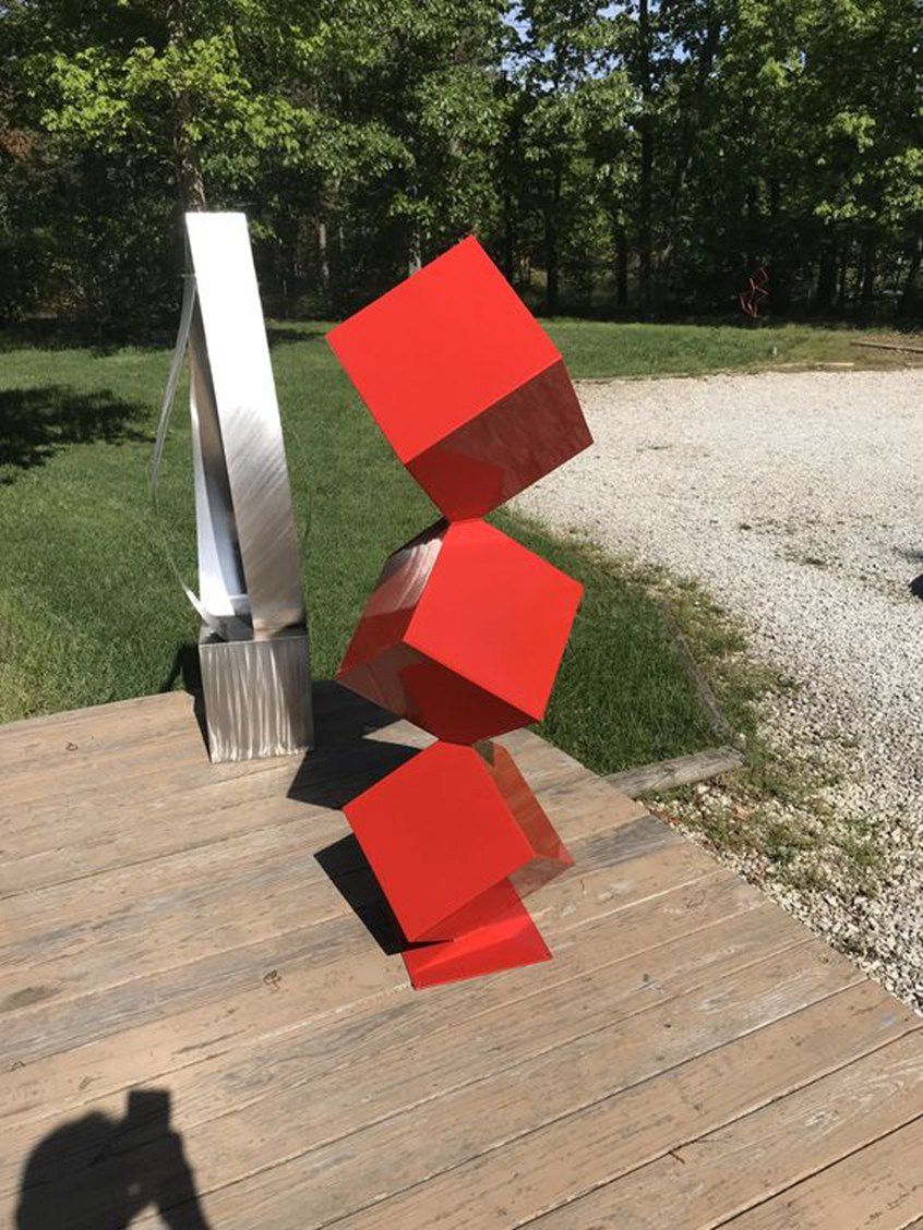 Cube MidCentury Modern Sculpture (2)