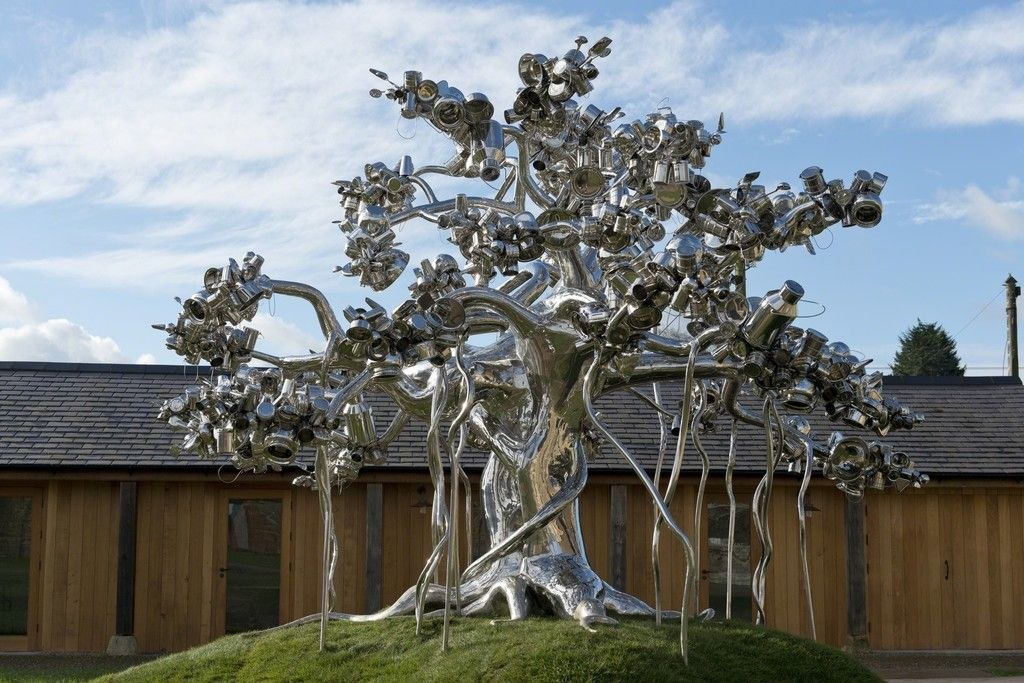 Recycled Creative Tree Sculpture Stainless Steel (1)
