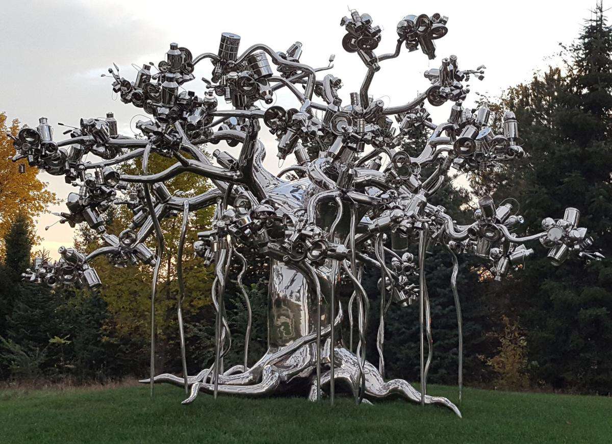 Recycled Creative Tree Sculpture Stainless Steel (2)