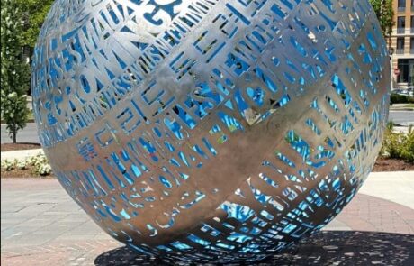 visual art hollow ball metal sculpture