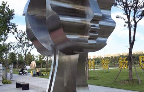 Double-faced stainless steel sculpture