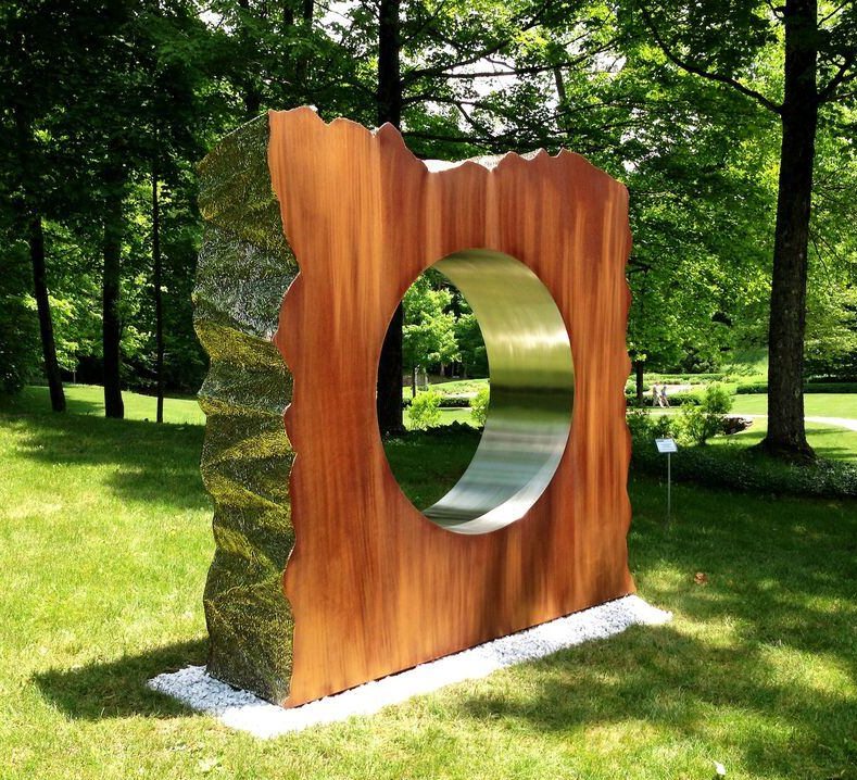 corten steel polished landscape sculpture