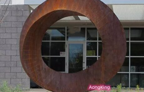 weathering of steel circle sculpture