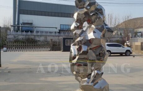 Stainless steel Taihu stone sculpture