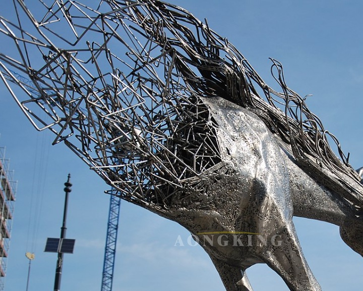 Stainless steel unicorn wire surreal sculptures (3)