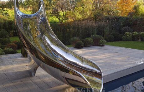 pool slide stainless steel Reflective sculpture