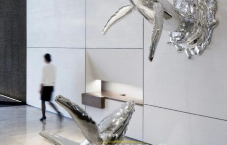 stainless steel dolphin Interactive sculptures
