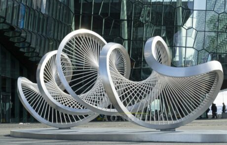 stainless steel wind harp sculpture