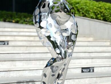 stainless steel hollow female body sculpture
