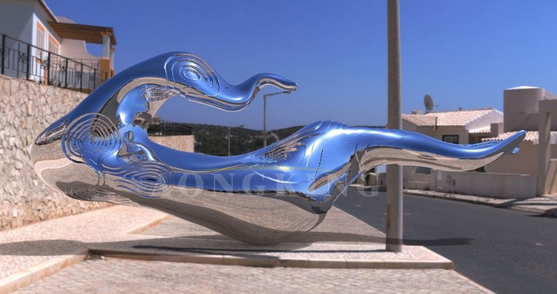 stainless steel mirror cloud sculpture
