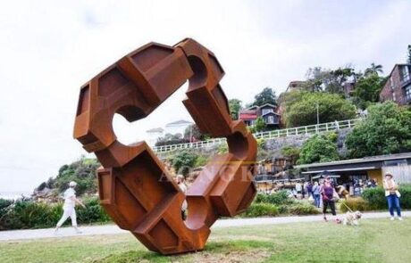 Weathered steel outdoor sculpture