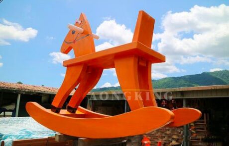 corten steel horse rocking chair sculpture