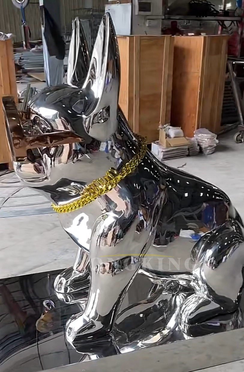 stainless steel French Bulldog statue (2)
