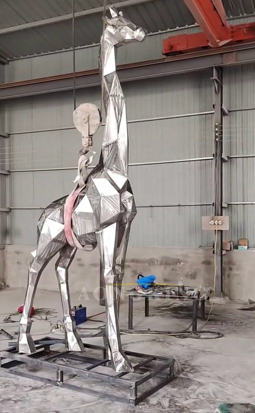 stainless steel giraffe Farm Sculpture