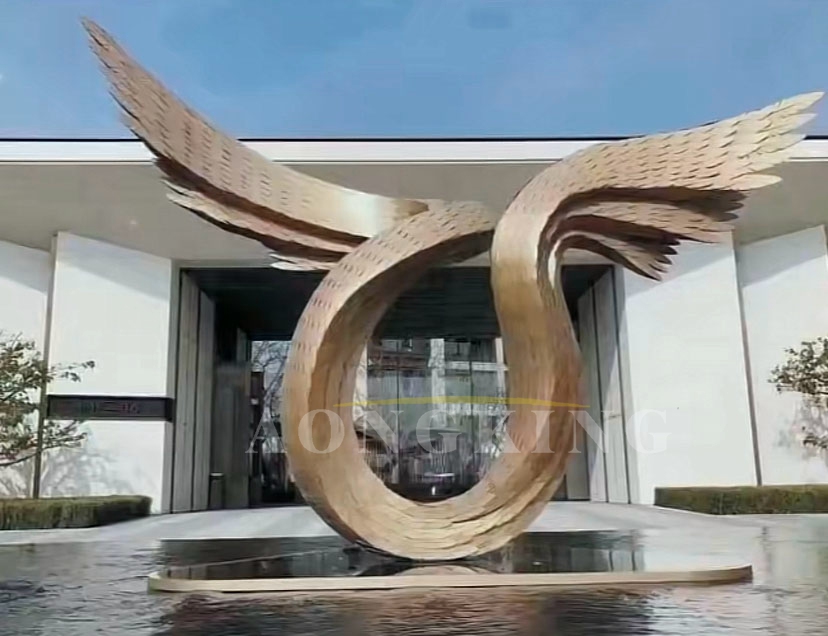 stainless steel wings Hotel Lobby Sculpture