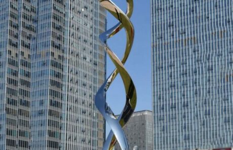Exterior metal Biological sequence sculptures available for purchase