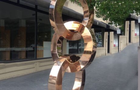 Ornate circles sculpture metal yard art for sale