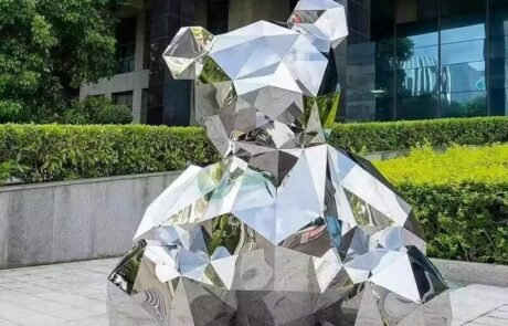 Stainless steel geometric bear sculpture for sale