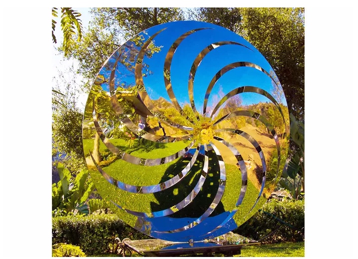 200 Cm Diameter Mirror Polished Windmill Sculpture Stainless Steel For Garden