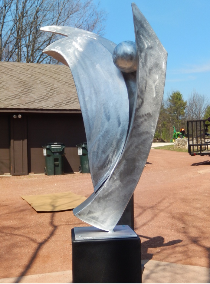 Abstractionism large abstract stainless steel wing sculpture