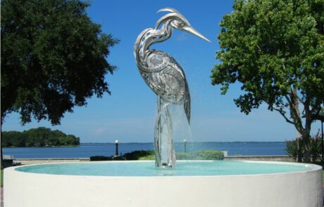 Contemporary Bird Fountain Sculpture Public Art