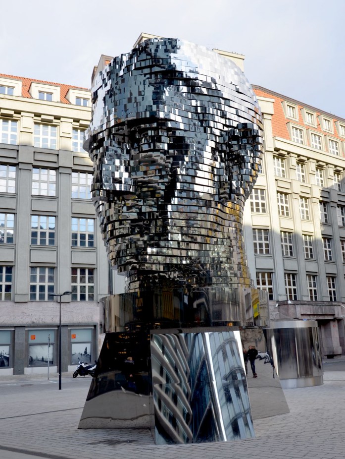 Stainless Steel Sculpture of Franz Kafka's Head 2