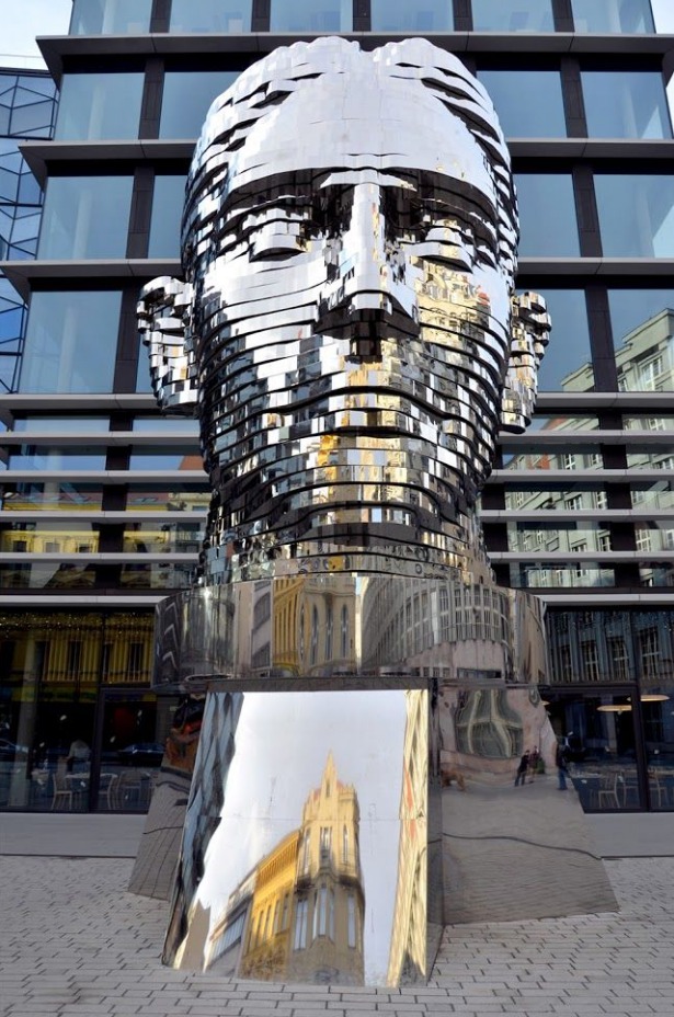 Stainless Steel Sculpture of Franz Kafka's Head