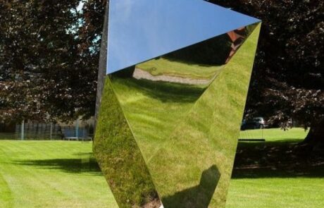 cardboard mirror lawn rock sculpture