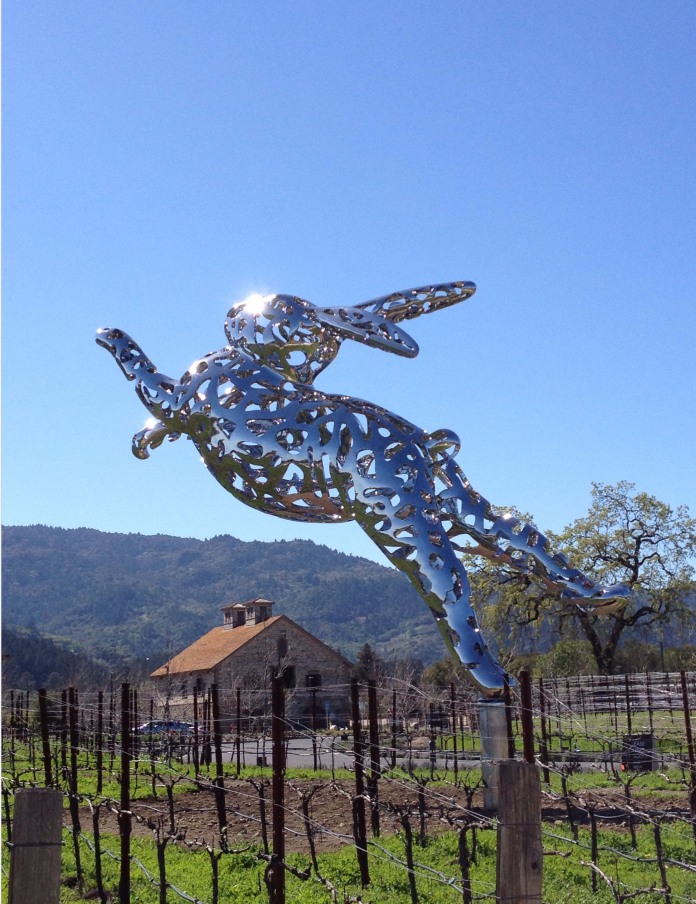 hollow stainless steel jumping rabbit statue