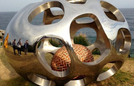 hollow stainless steel oval sculpture