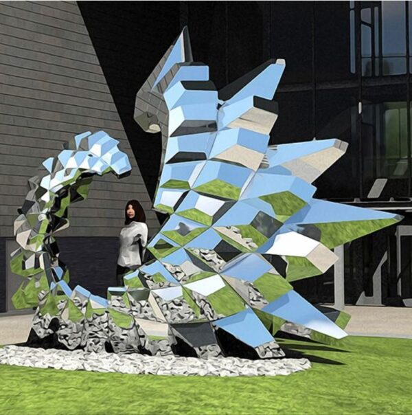 irregular mirror polished stainless steel sculpture