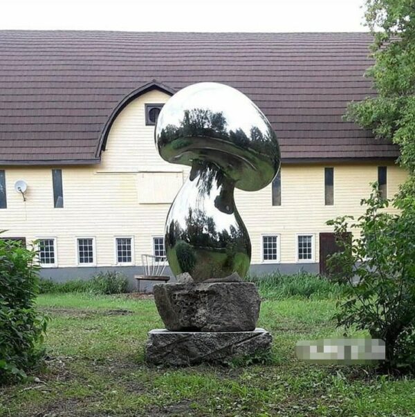 polished stainless steel mushroom statue