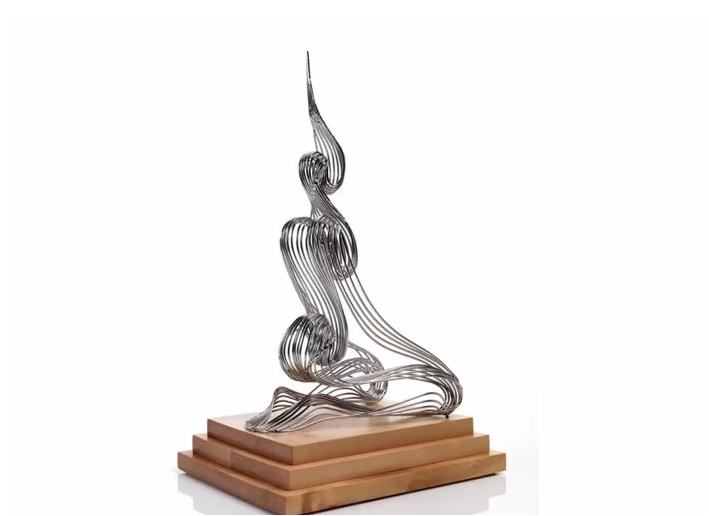 Contemporary Wire Sculpture Stainless Steel Seated Figure Abstract Sculpture (3)