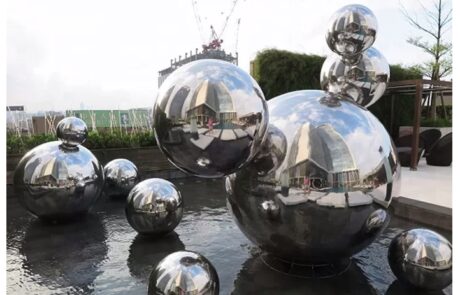 Custom Made Mirror Polished Modern Stainless Steel 316 Hollow Ball Sculpture