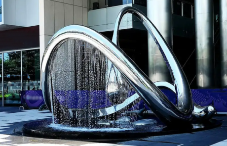Interior elegant three-dimensional water building fountain Mirror Stainless Steel Sculpture