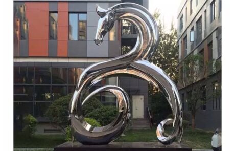 Large Modern Stainless Steel dragon Sculpture Mirror Polished Metal Garden Ornaments